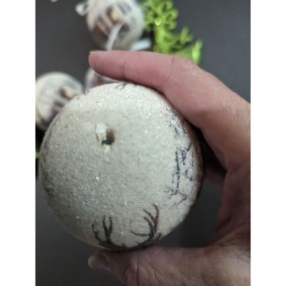 Christams ornament lot  deer church  green white  glitter sparkle - Picture 6 of 9